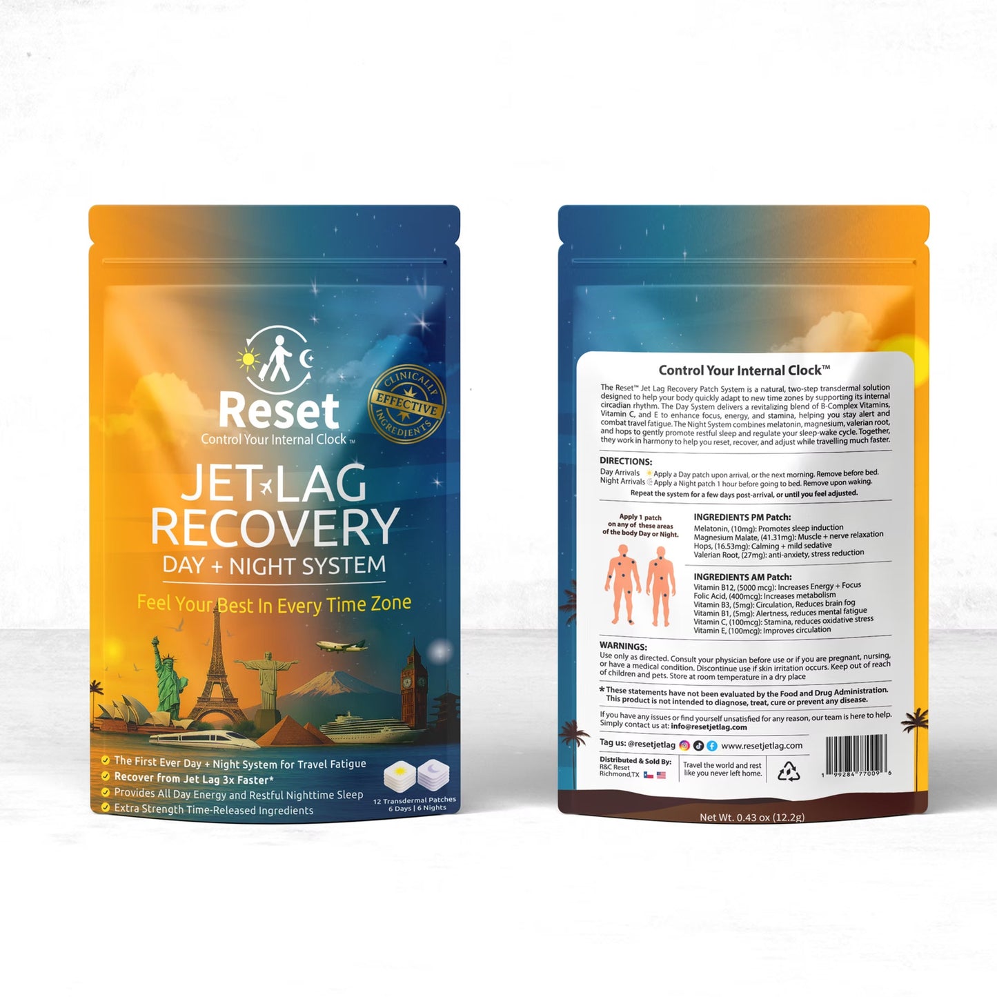 Reset Jet Lag Recovery System - 1pk