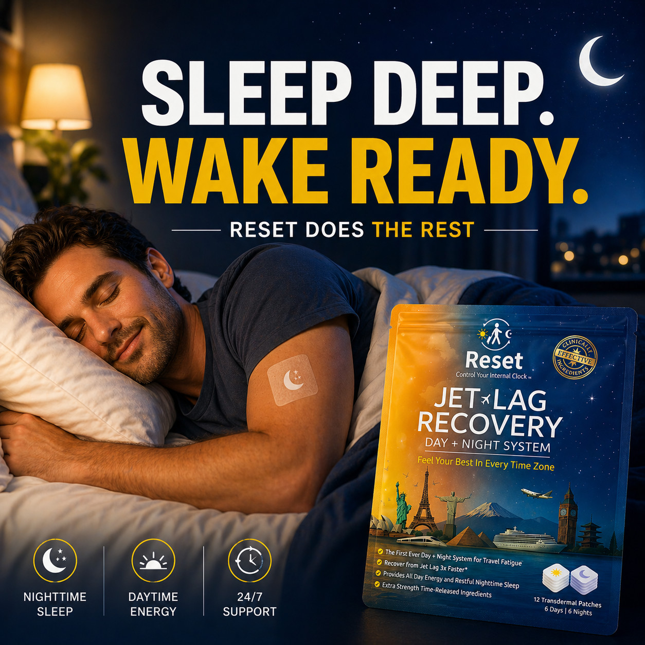 Reset Jet Lag Travel Patch System - 1 Pack (12 Patches)